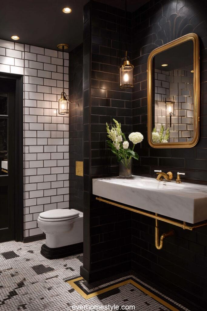 charcoal black bathroom bold contrast with white