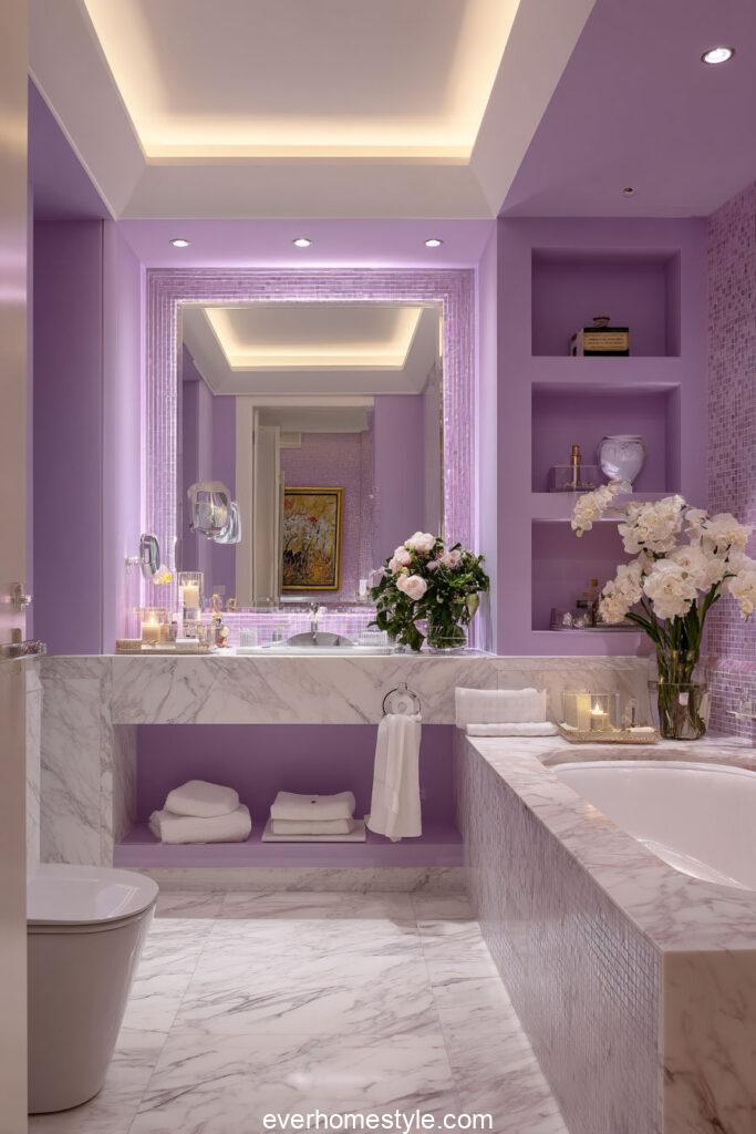 lavender purple bathroom luxurious walls soft whi