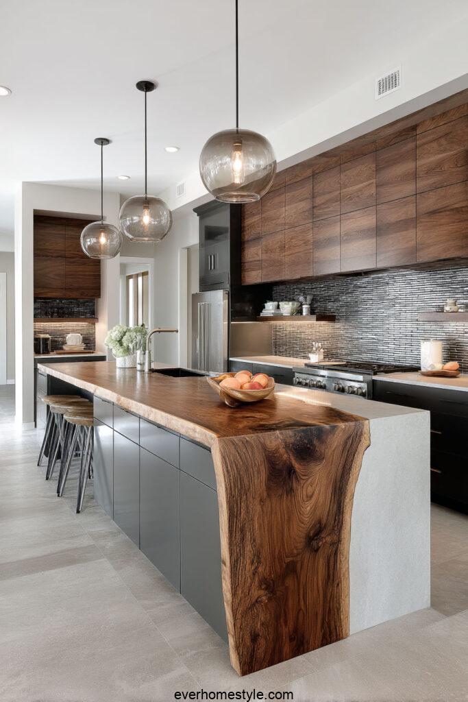 modern rustic kitchen dark wood lower cabinets li