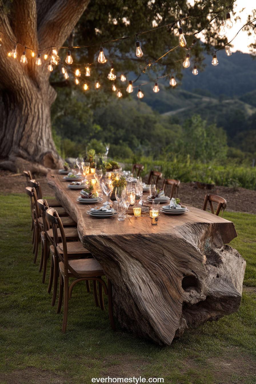 19. Outdoor Log Dining Table