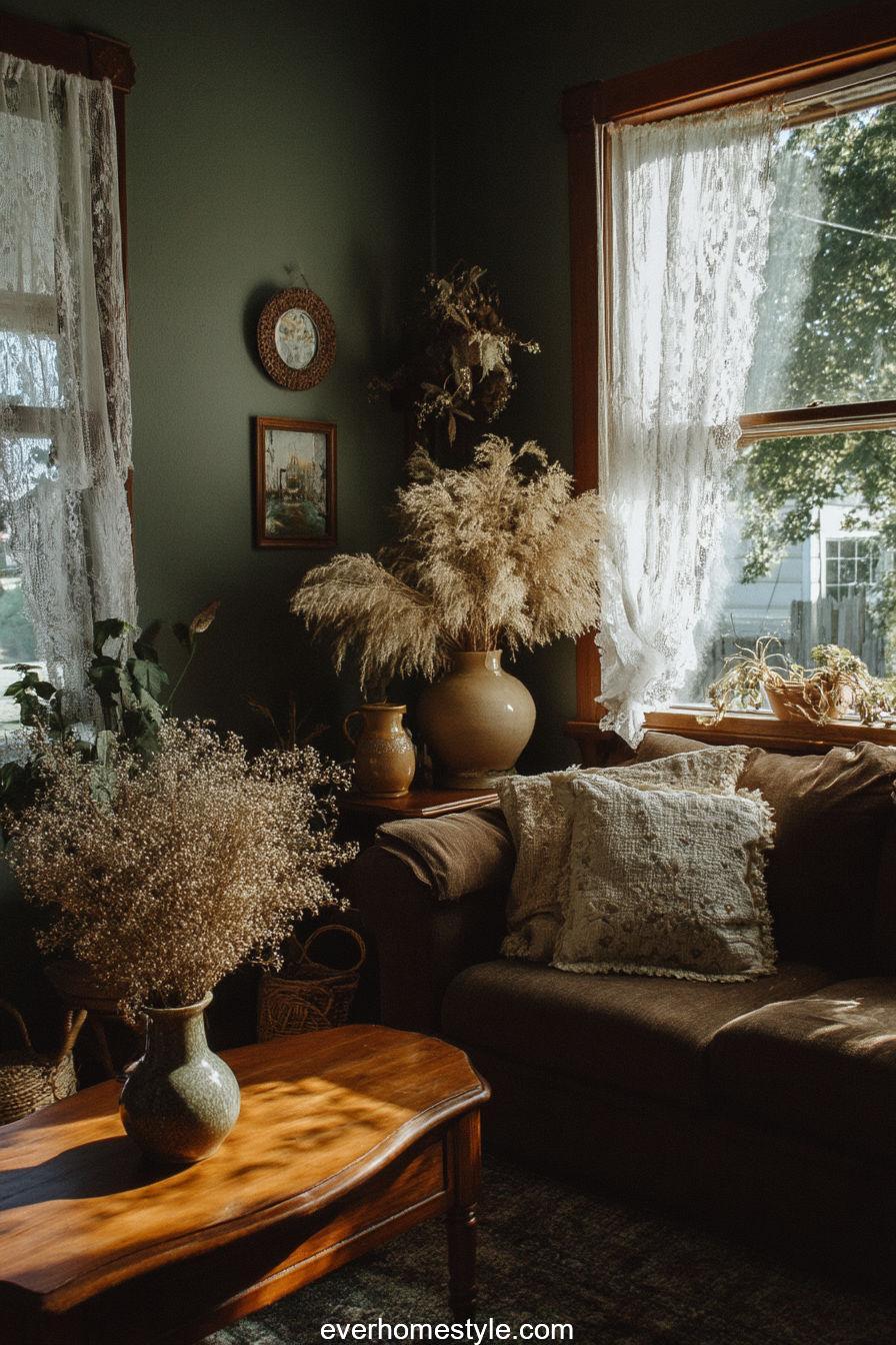 Earthy Cottagecore Living Room – Nature at Home