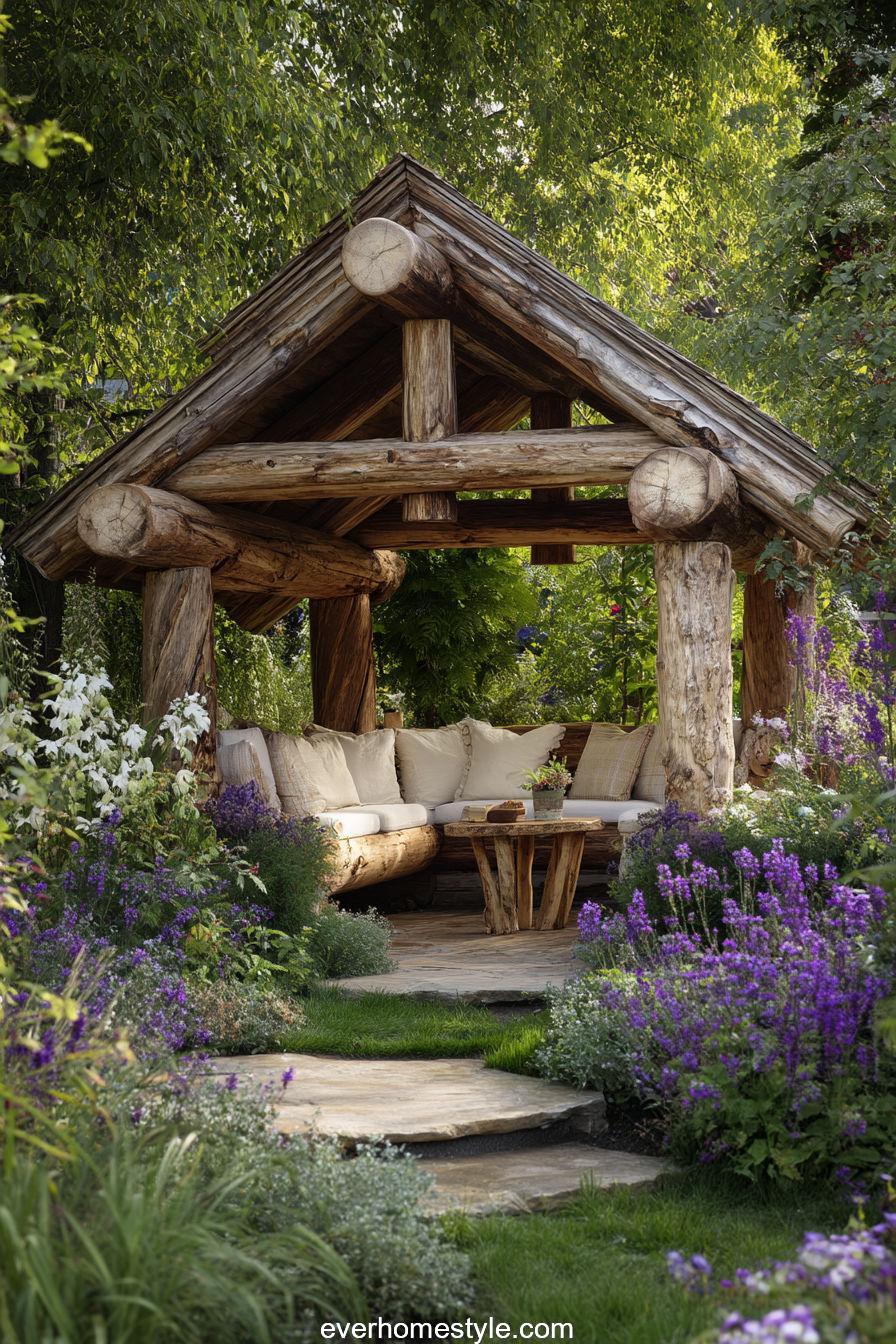 9. Handcrafted Log Gazebo