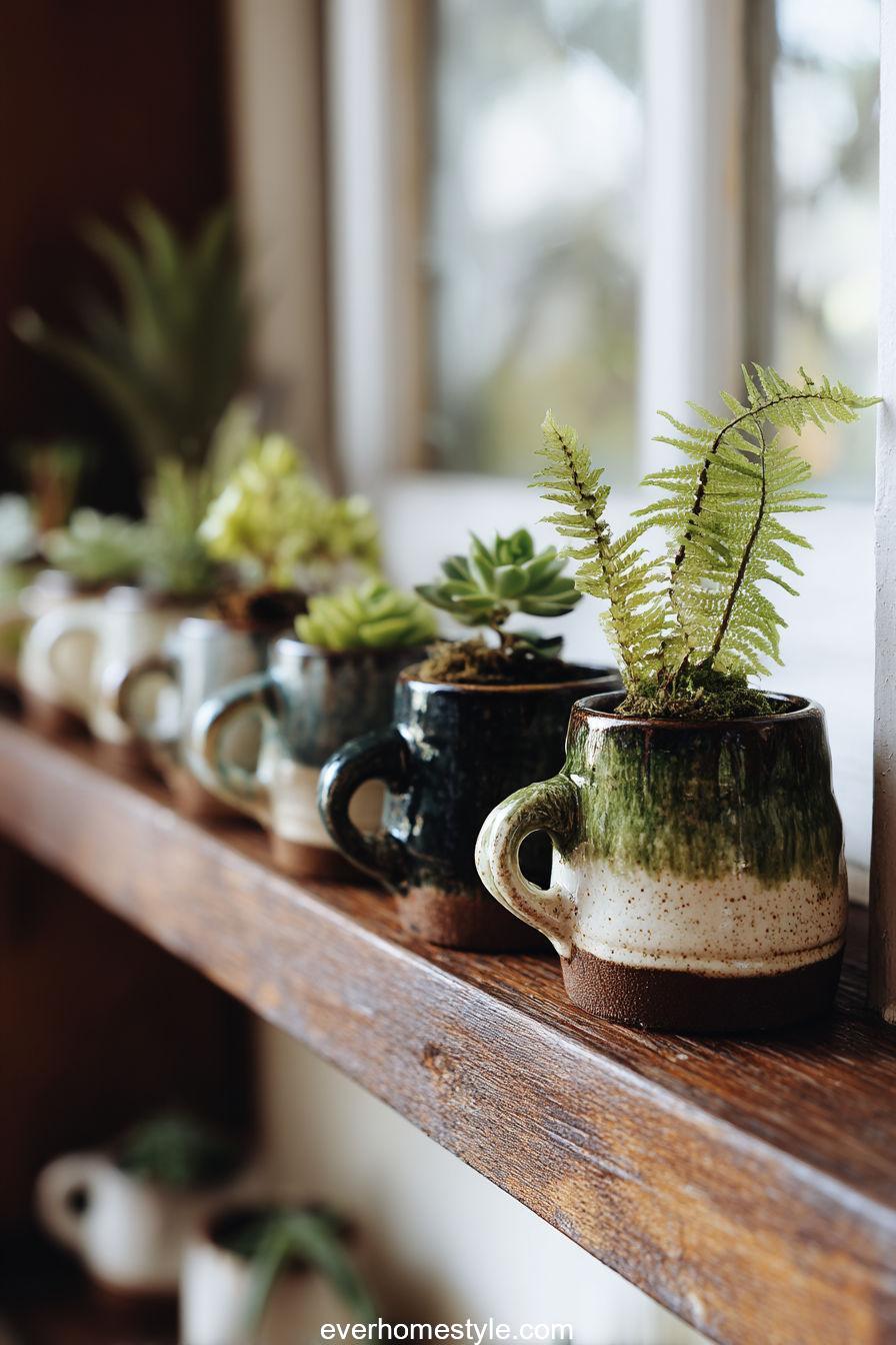 18. Coffee Mug Mini Planters