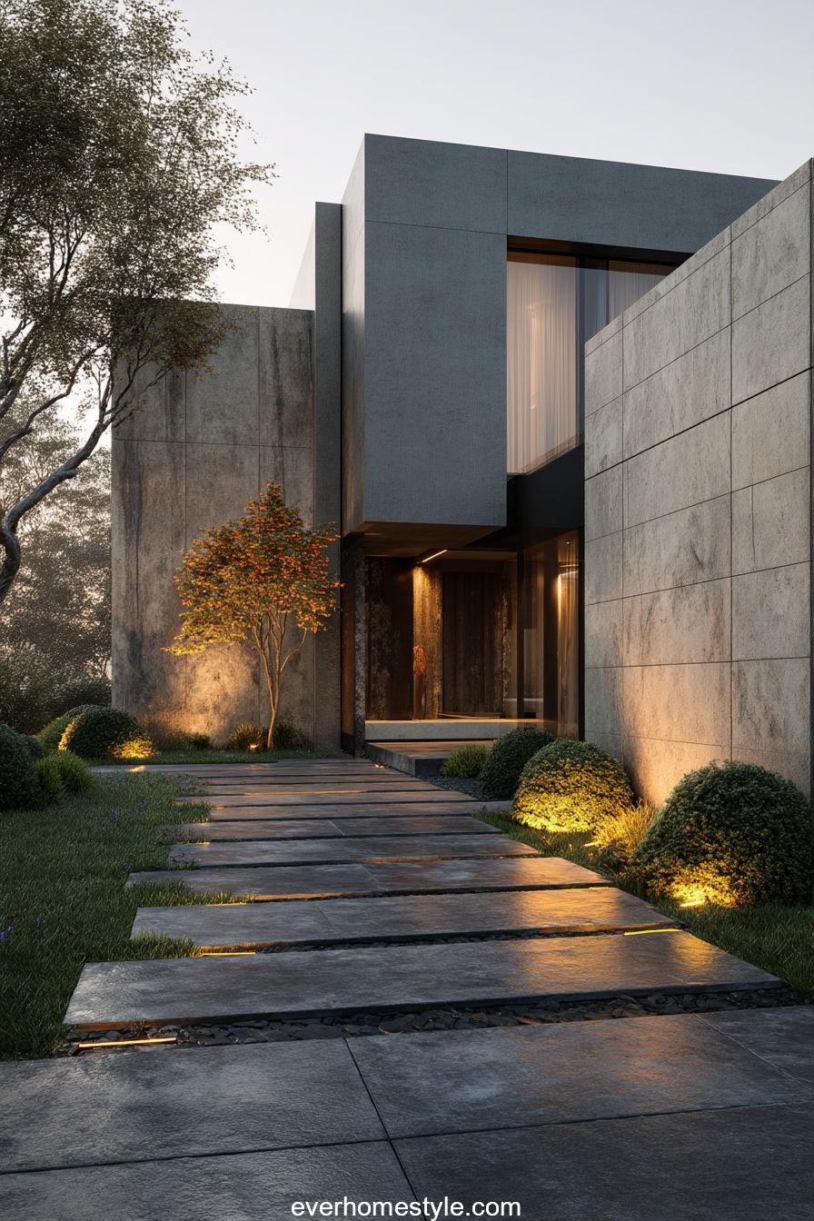 1. Modern Minimal Front Walkway Design