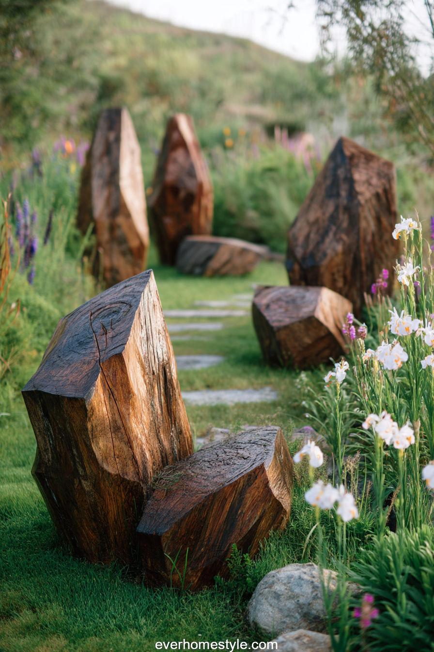 18. Artistic Log Sculptures