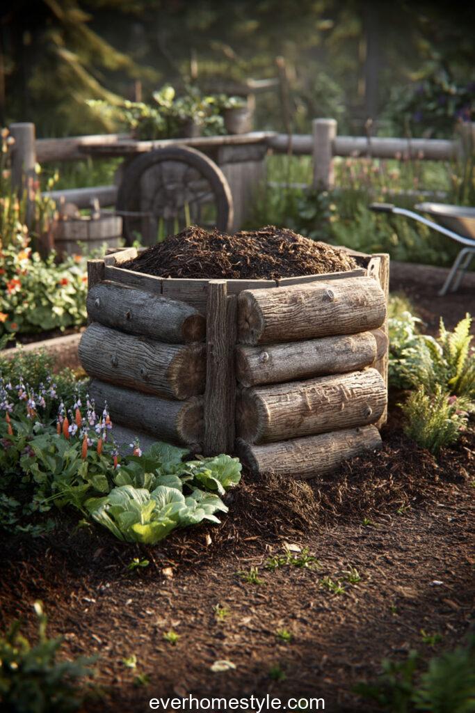 An eco friendly compost bin made from stacked