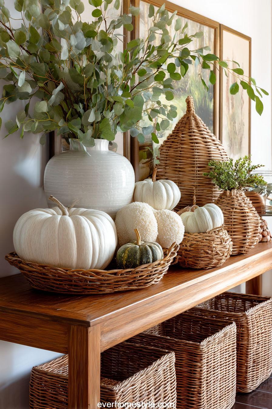 Woven Rattan Pumpkin Arrangement