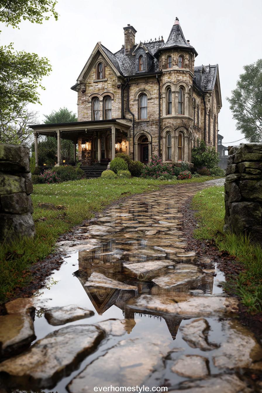 Victorian Mansion After Rain