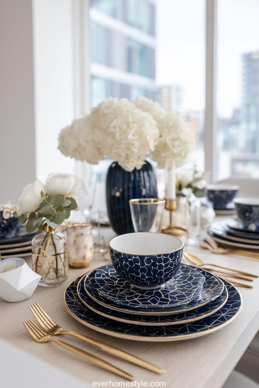 Contemporary Blue and Gold Feast
