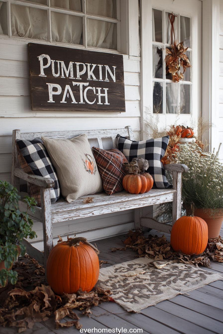 Plaid Pillows with Pumpkin Patch Sign