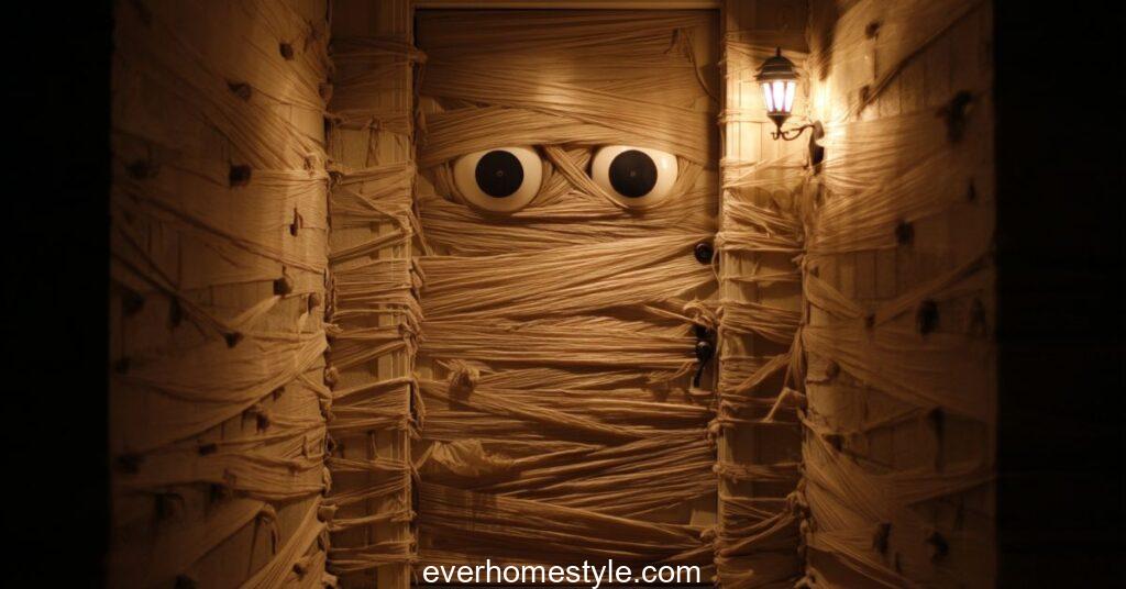 DIY mummy door design halloween home decor