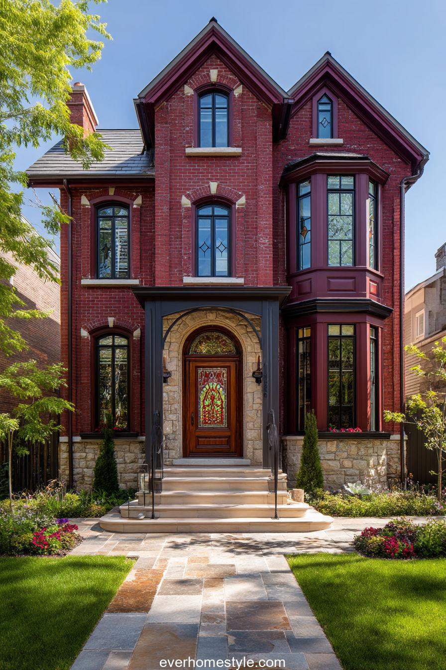 Dark Red Victorian Residence