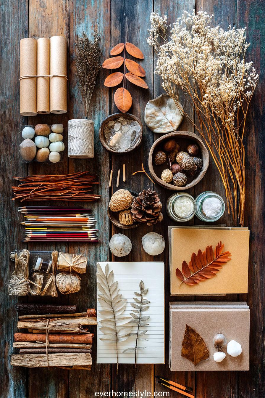 Flat Lay Thanksgiving Craft Setup