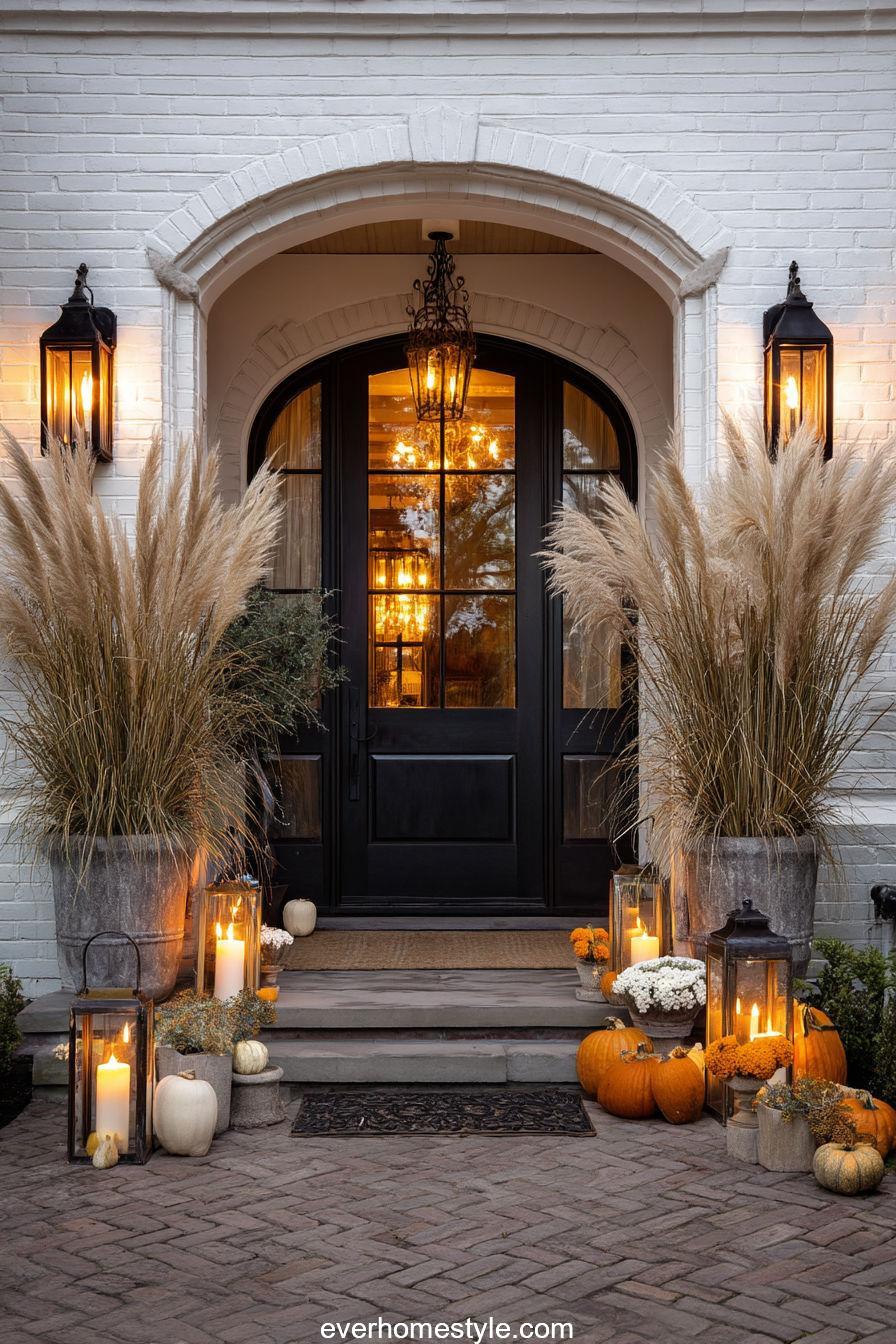 Lanterns and Pampas Grass Decor