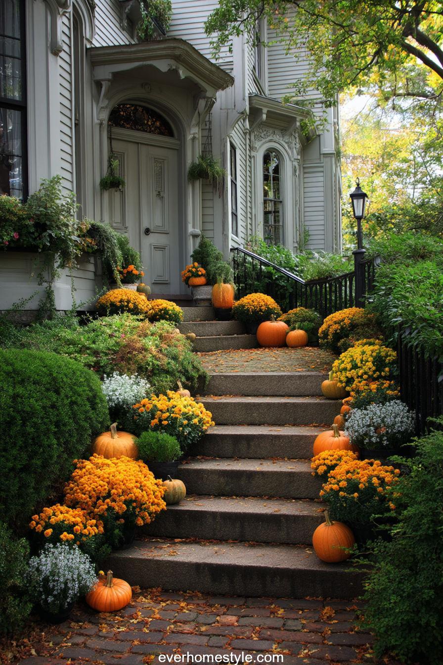 Pumpkins and Marigold Border