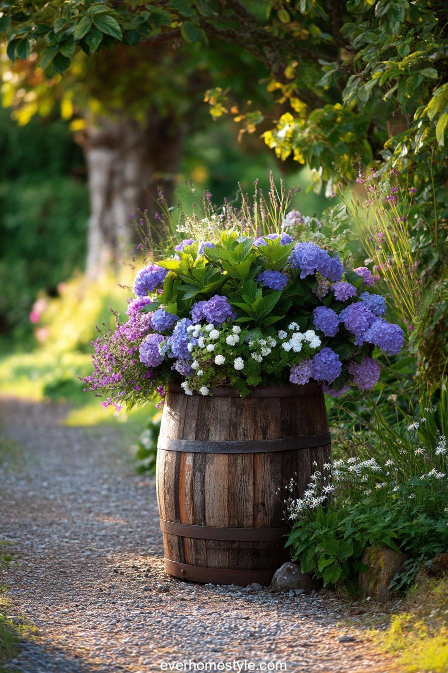 15. Wine Barrel Blooms