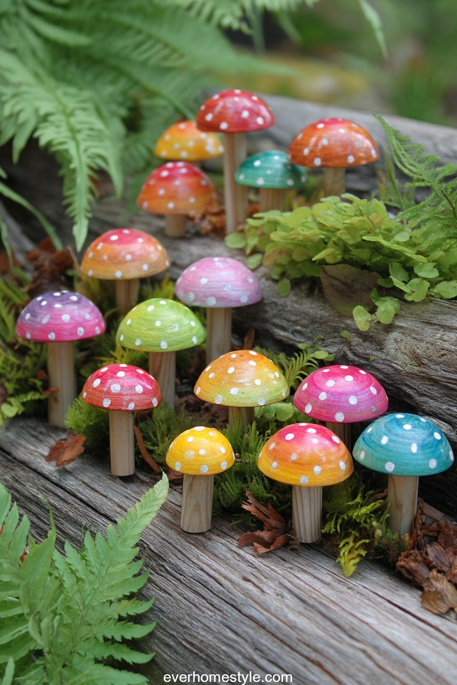 14. Fairy Toadstool Log Sculptures