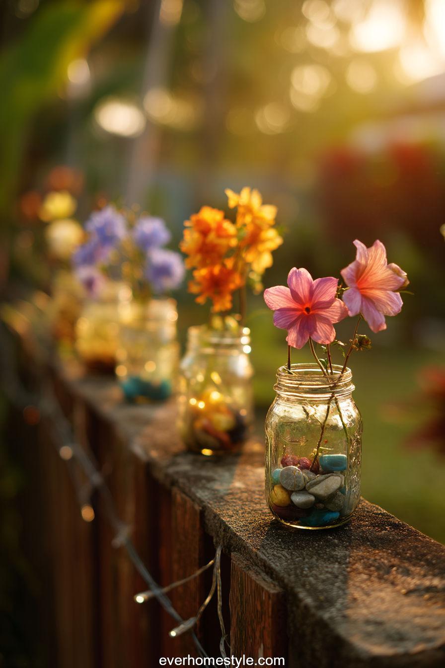 10. Mason Jar Hanging Blooms