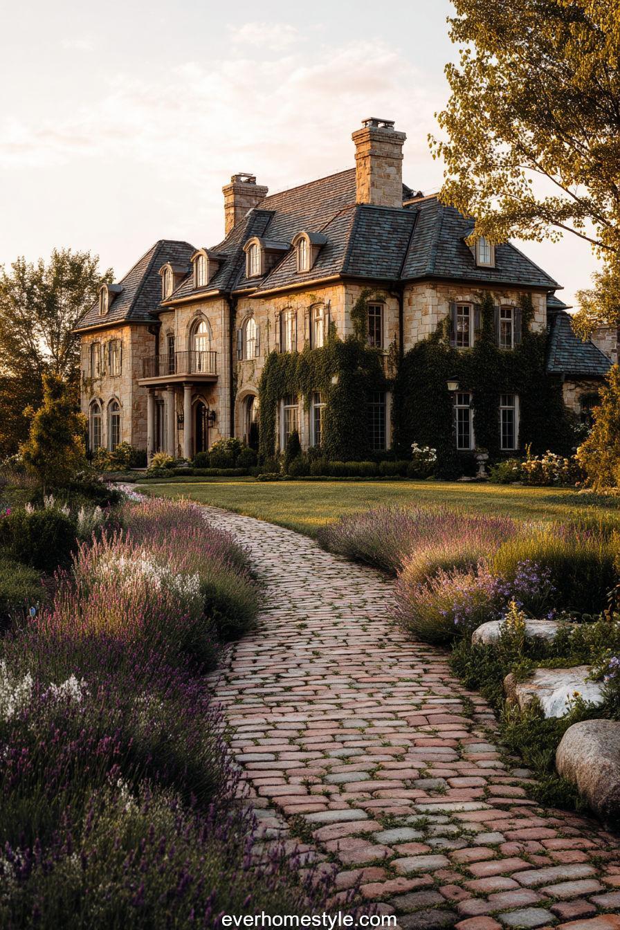 Golden‑Hour Ivy‑Clad Stone Estate