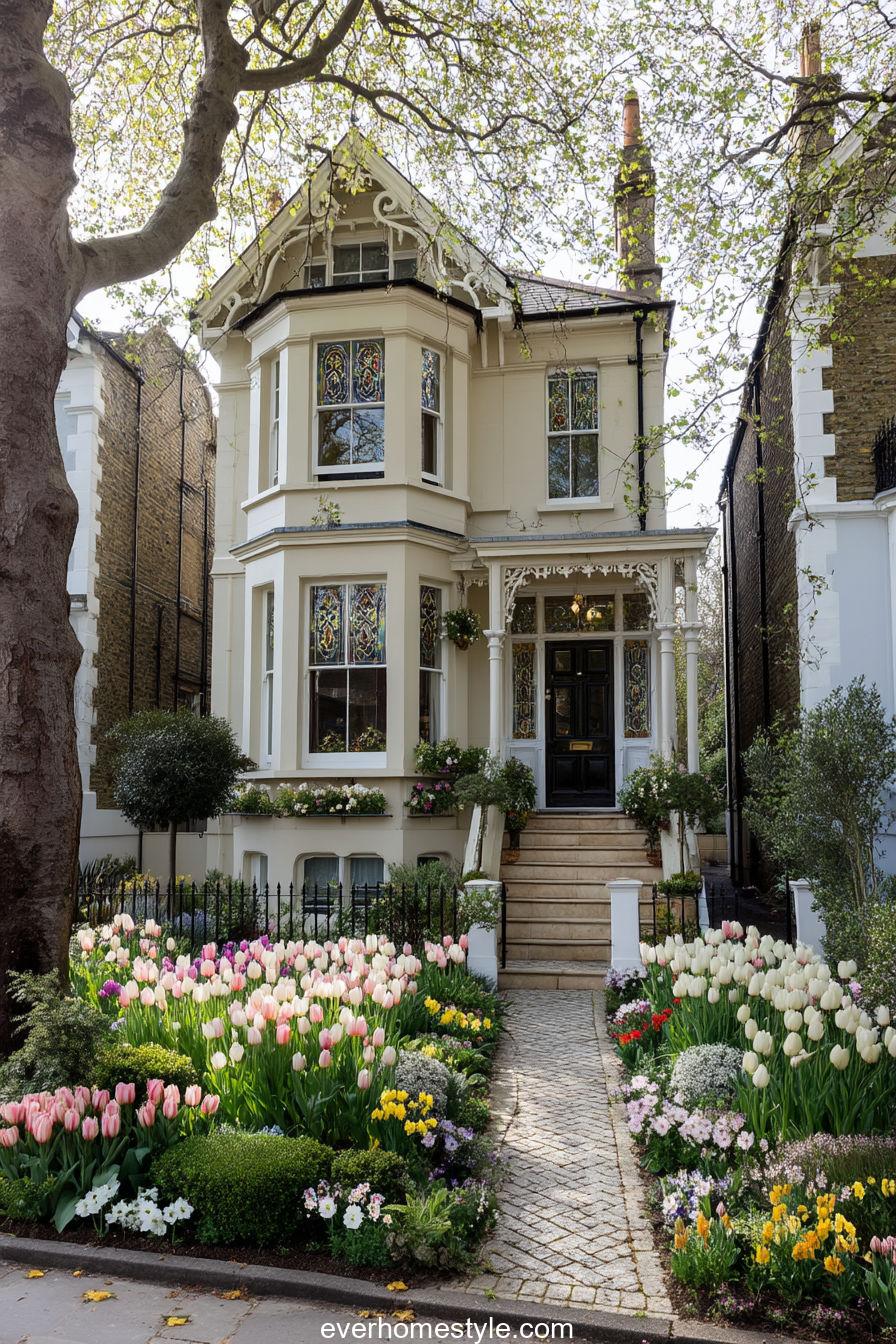 Victorian House with Stained Glass Windows