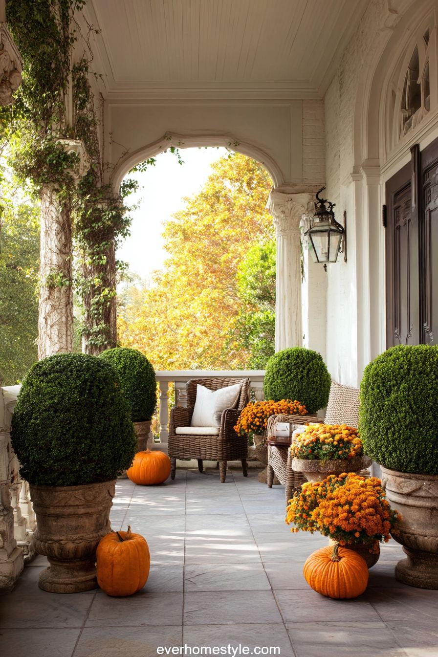 Tiered Mums and Greenery Setup