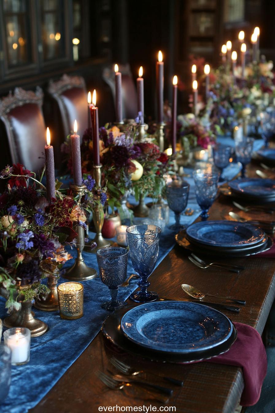Blue and Burgundy Luxury Table