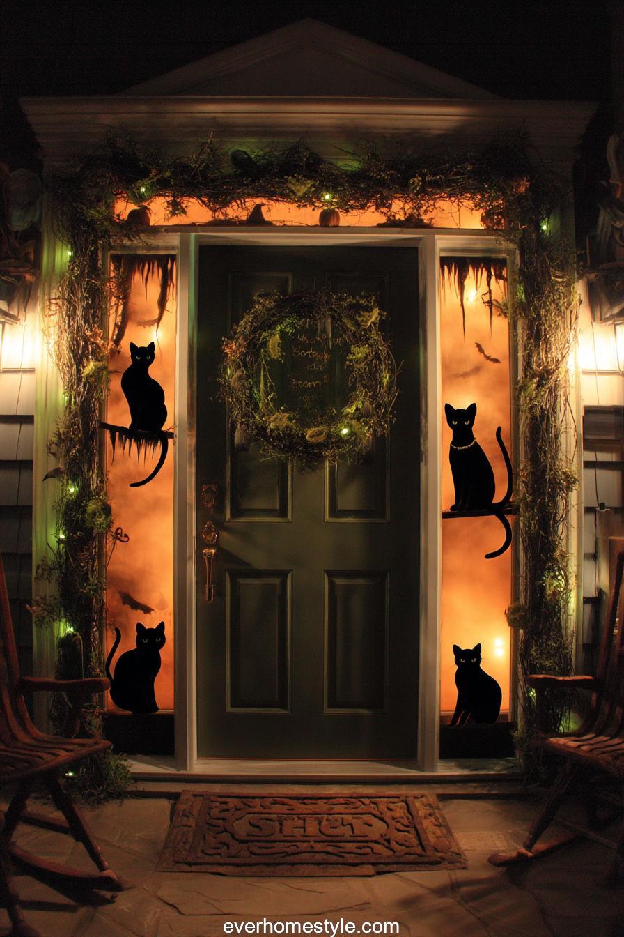 2. Black Cats and Witches Decor