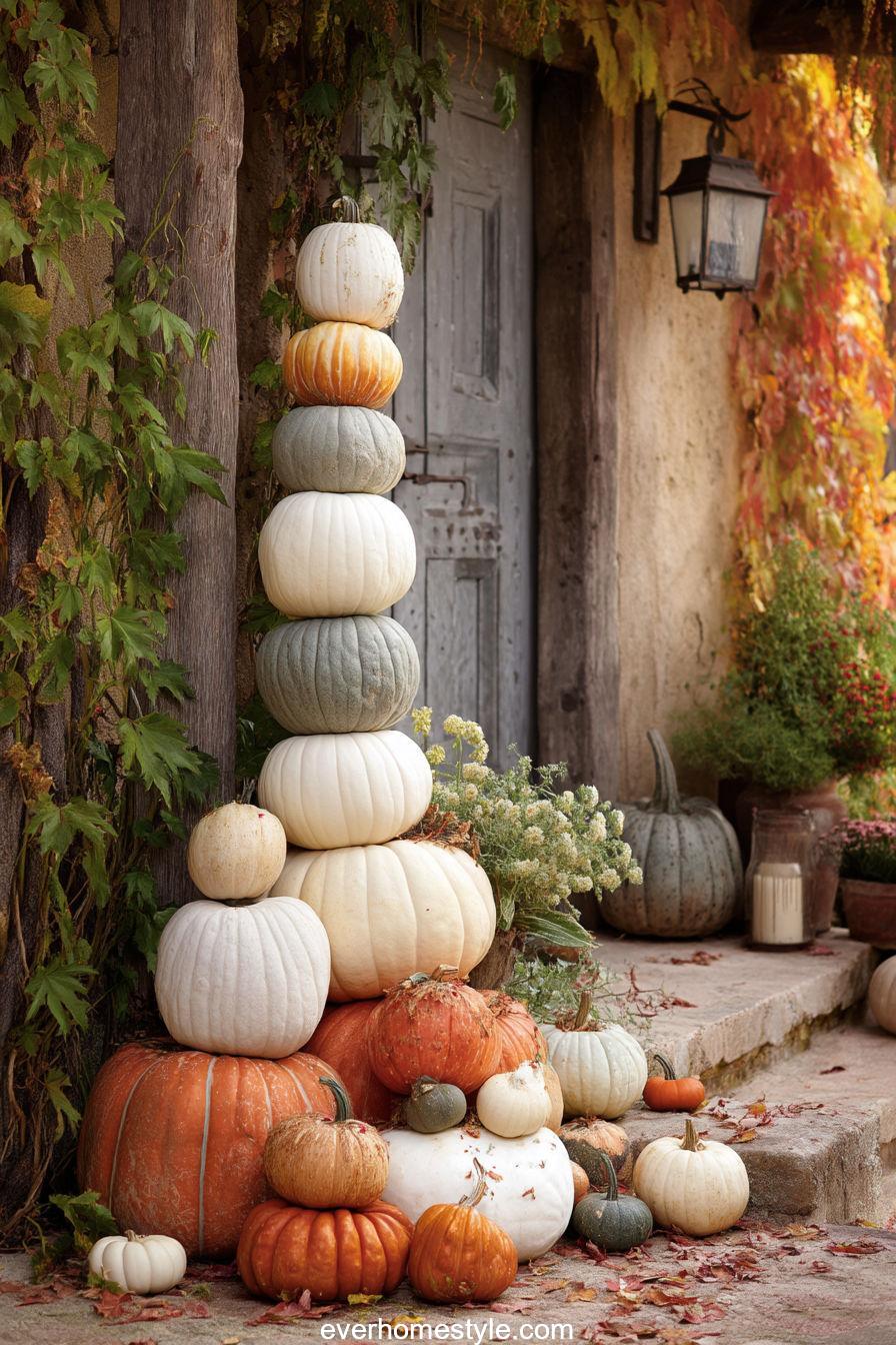 Stacked Pumpkin Tower Display