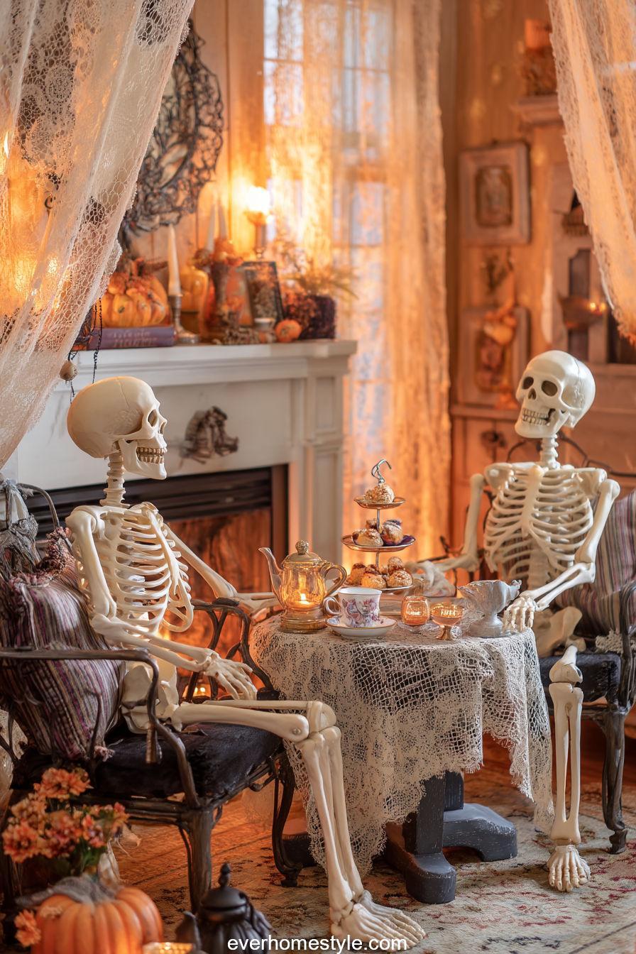 Skeleton Tea Party Mantel