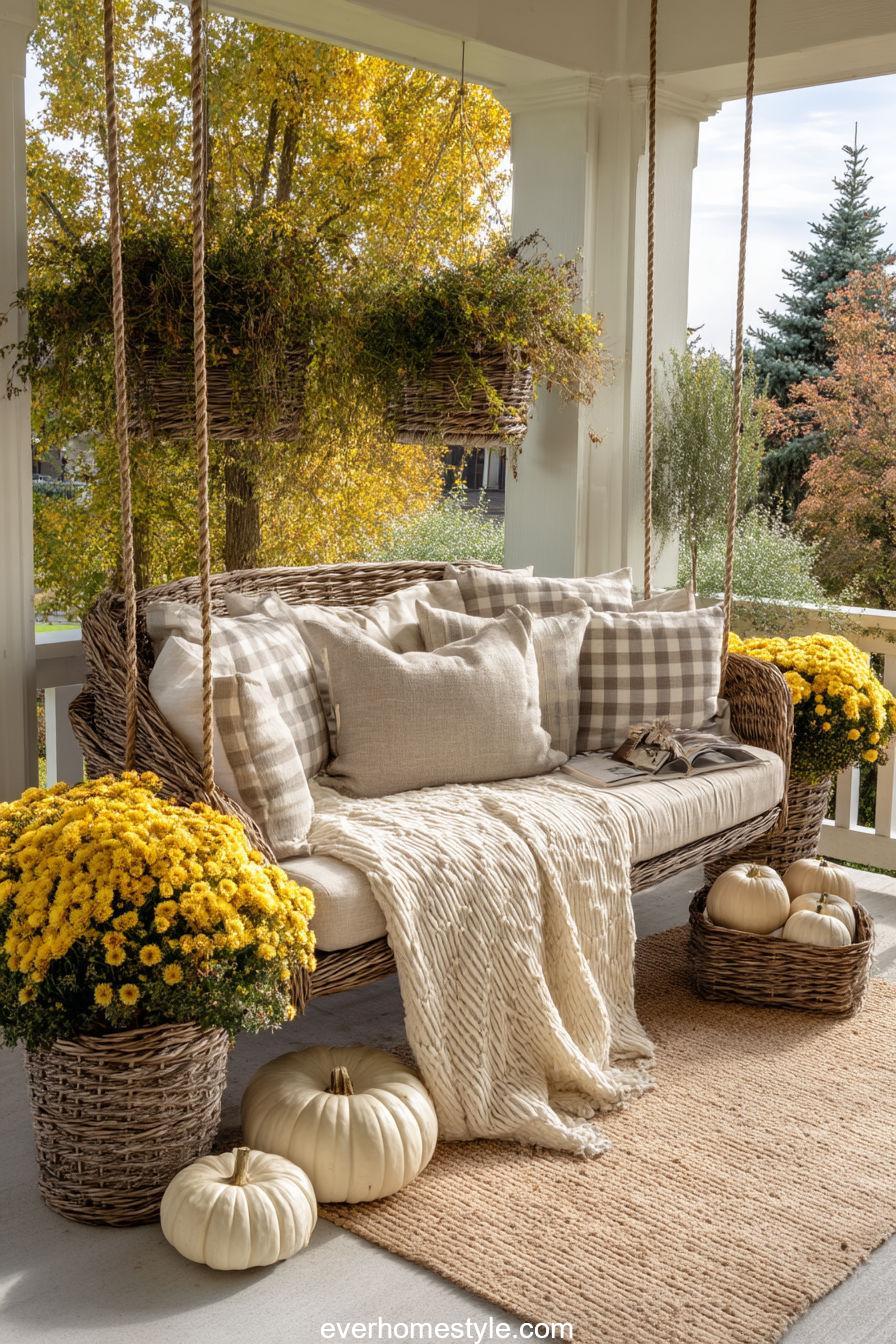 Plaid Cushions and Cozy Swing Setup