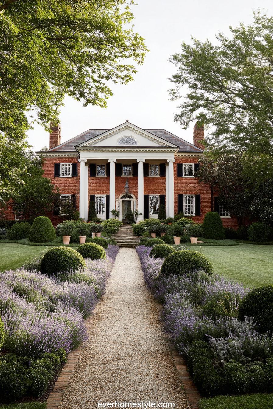 Lavender‑Lined Red‑Brick Estate