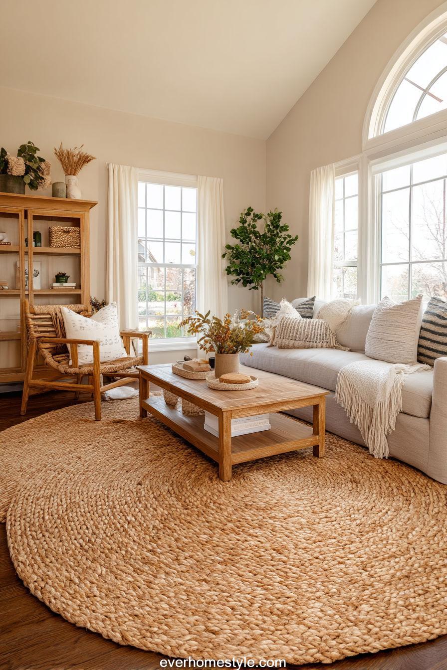 Natural Fiber Rug & Warm Wood