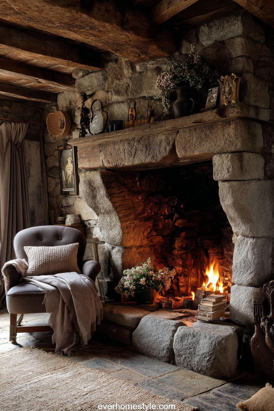 2. Stone Fireplaces
