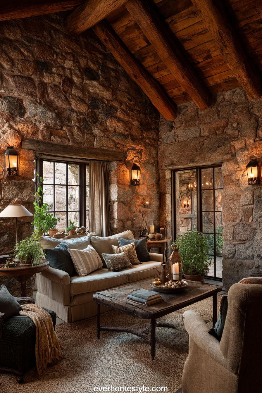 14. Exposed Stone Walls