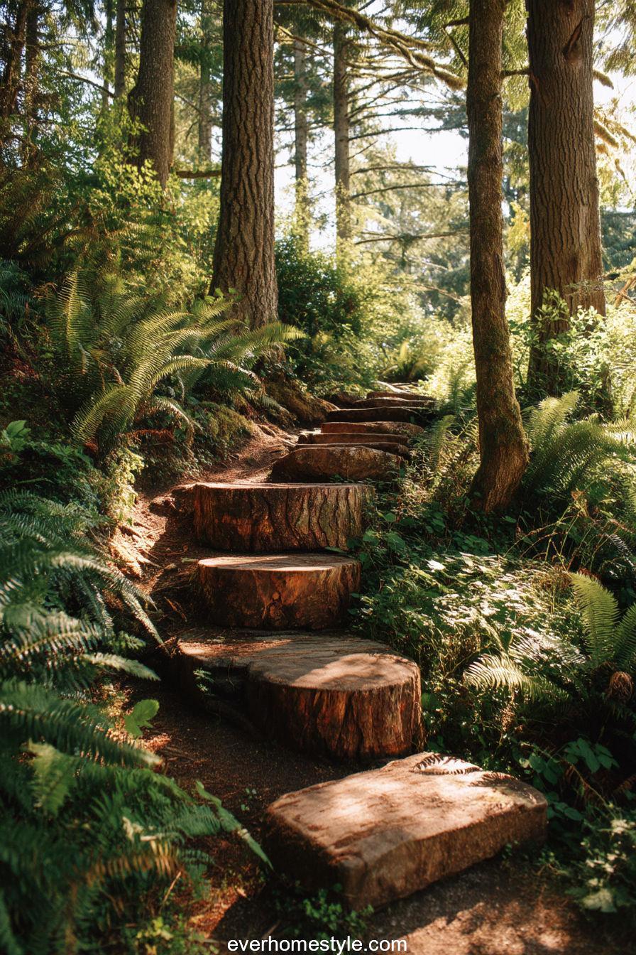 8. Wooden Log Steps on a Slope
