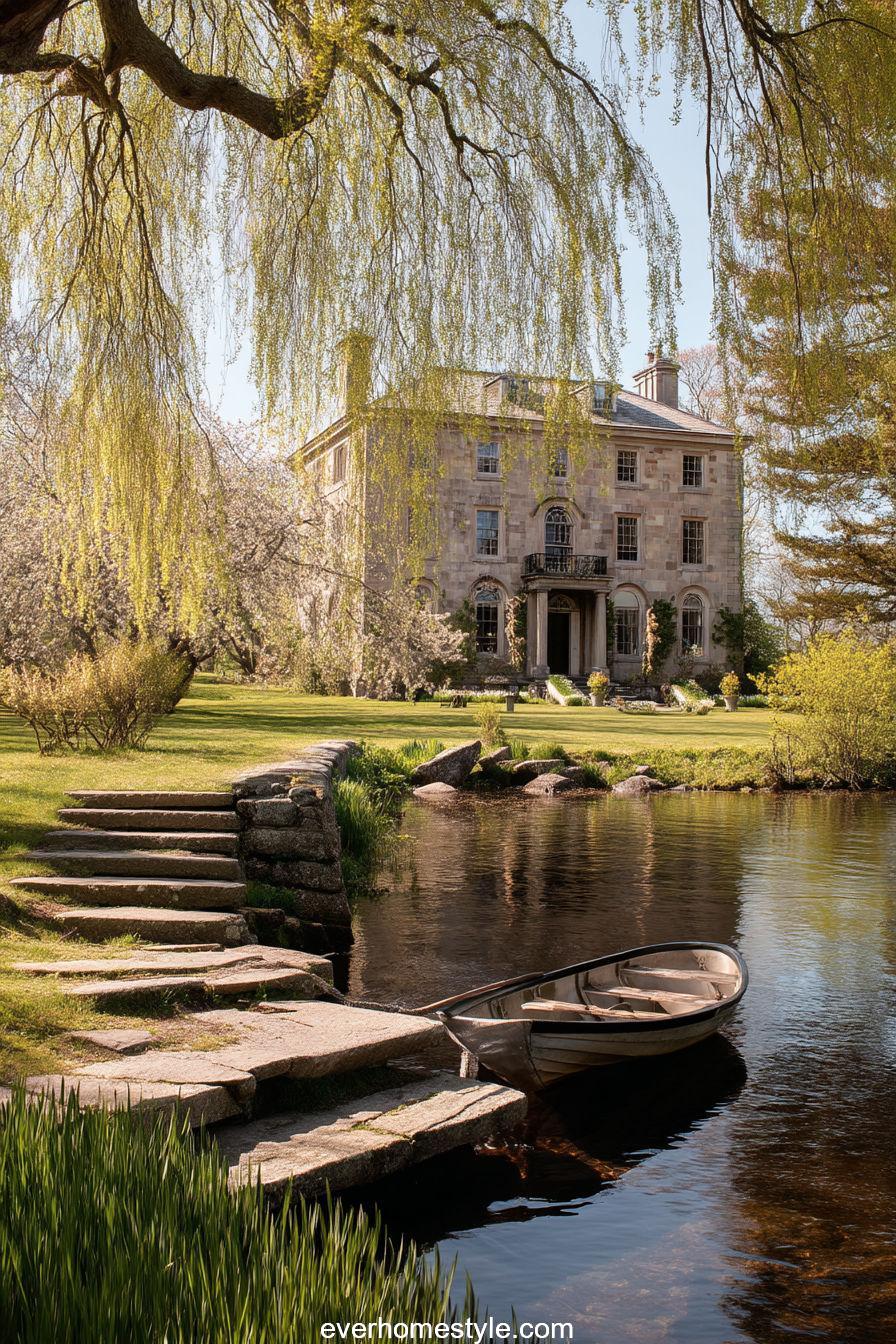 Riverside Palladian Stone Residence