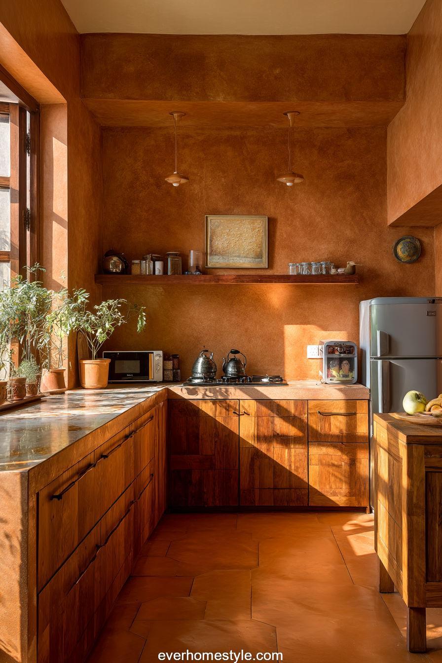 1. Ceiling-Height Terracotta Backsplash