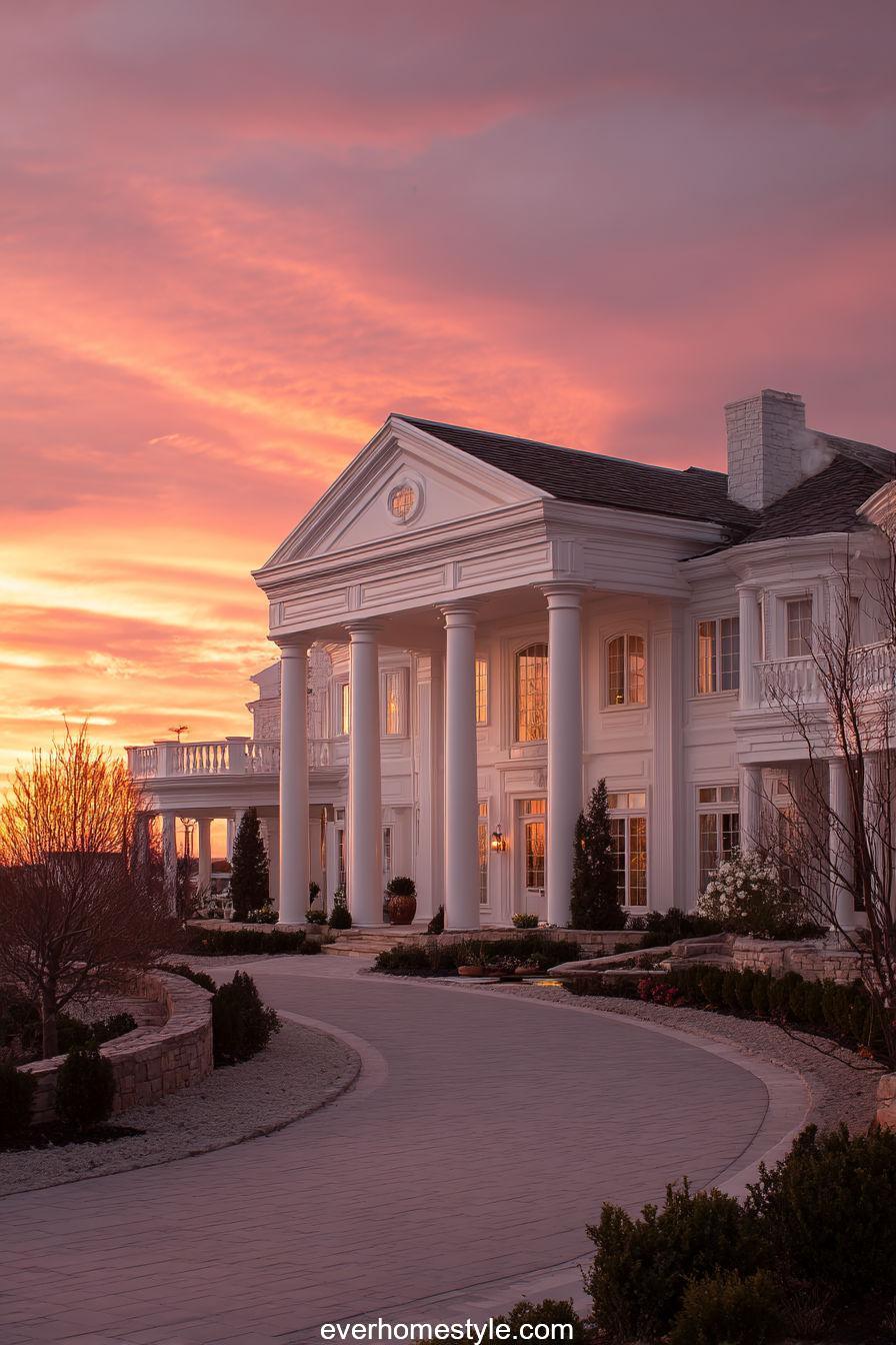Twilight Glow White Classical Mansion