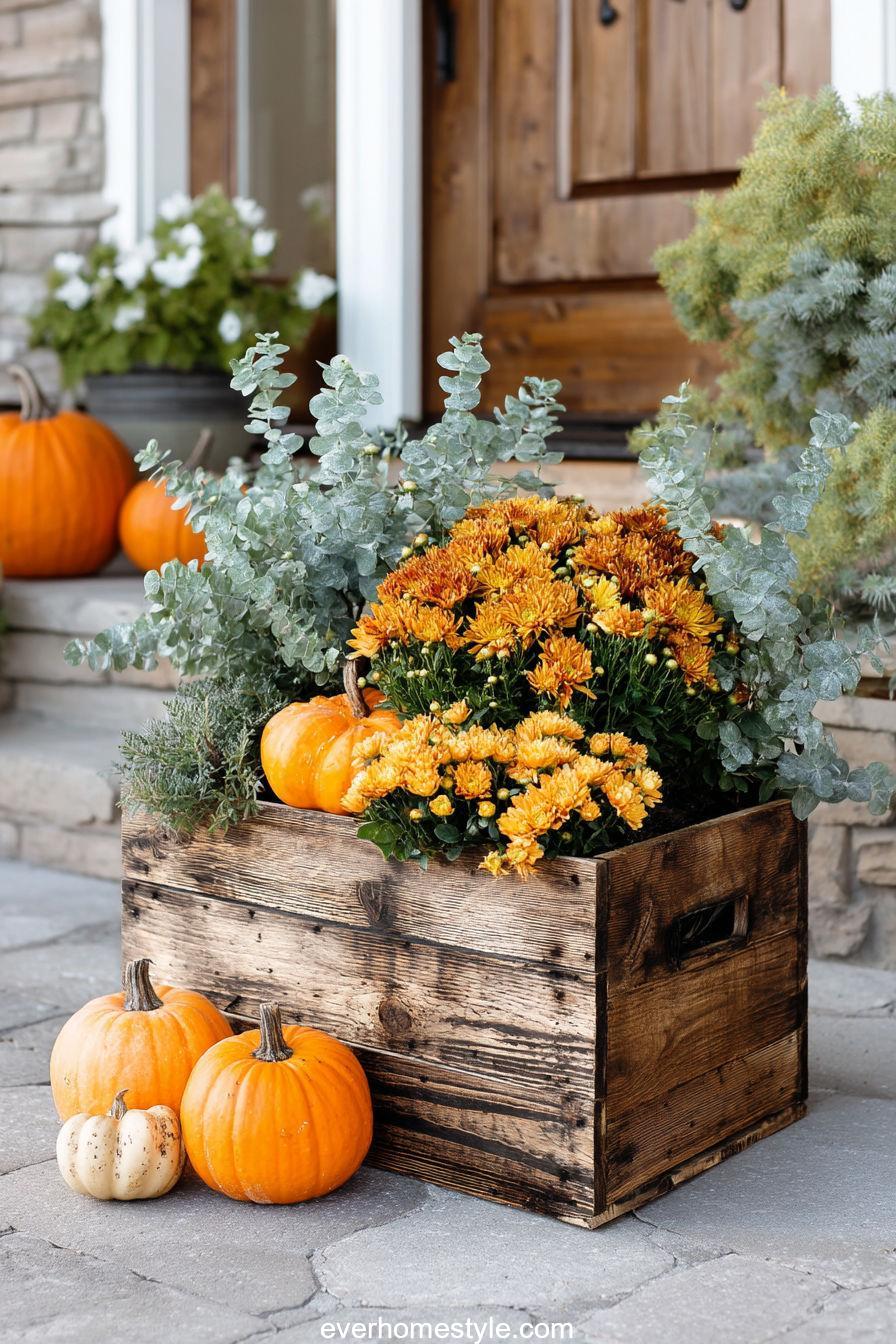 Vintage Crate Autumn Planter