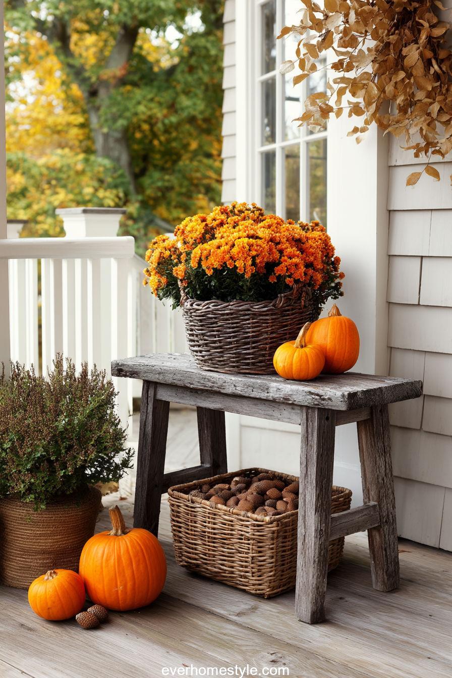 Rustic Stool and Fall Florals