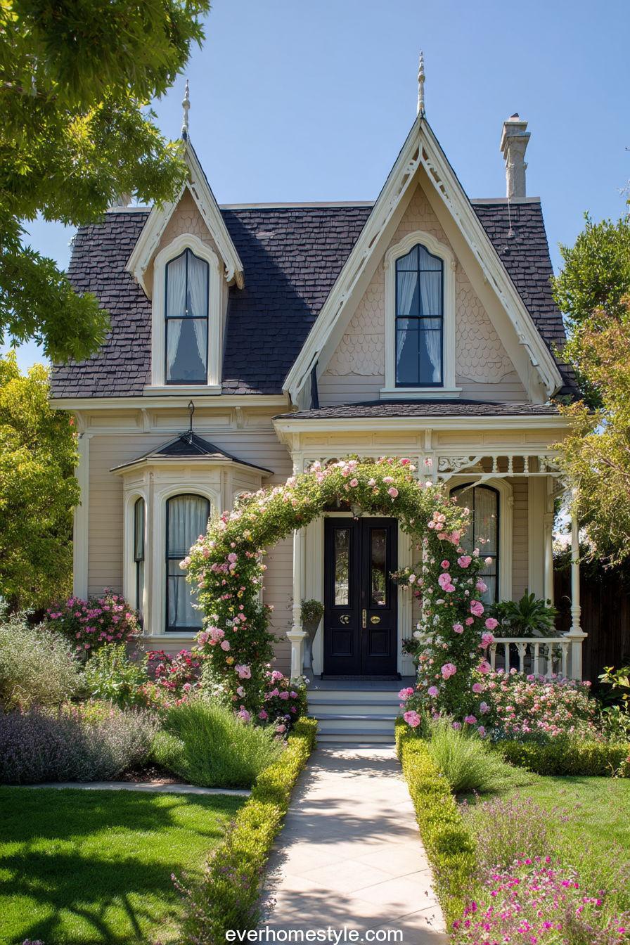 Beige Small Victorian with Navy Roof