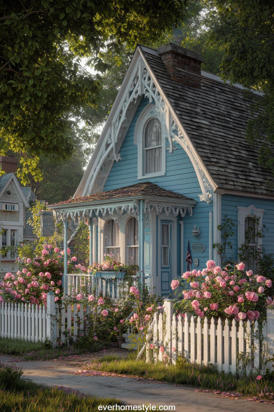 Blue and White Small Victorian Cottage