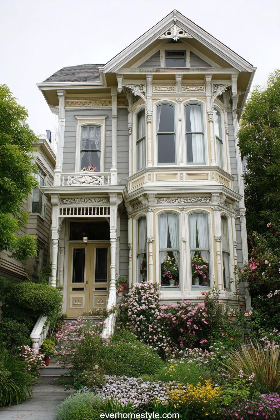 Gray and Cream Small Victorian Gem