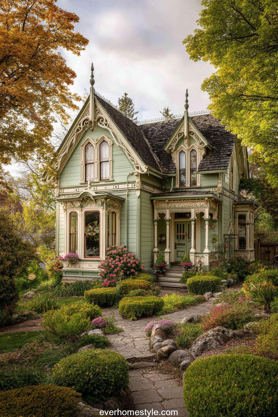 Pastel Small Victorian Garden Home