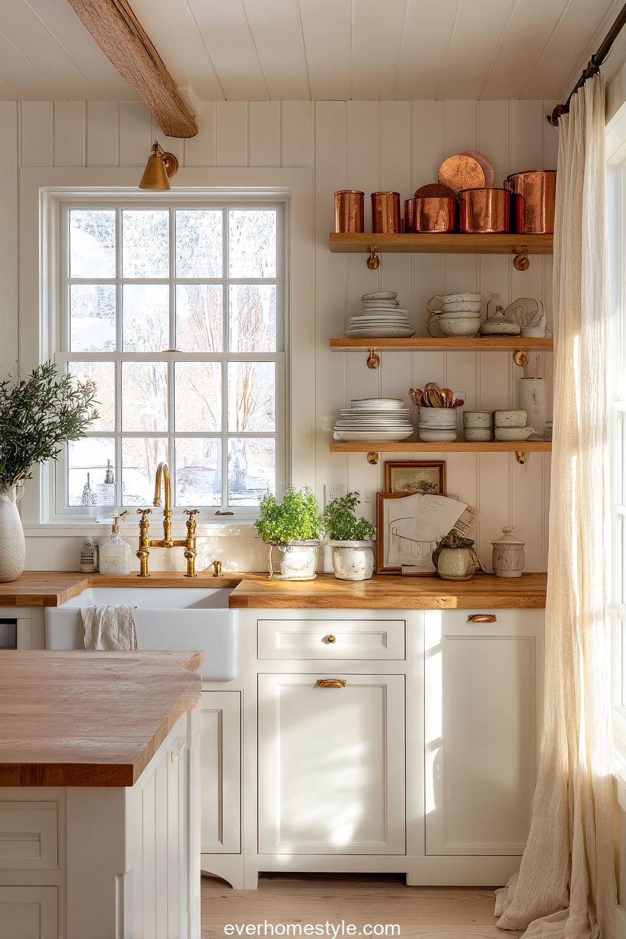 18. Warm Farmhouse Cottage Kitchen with Polished Copper Accents