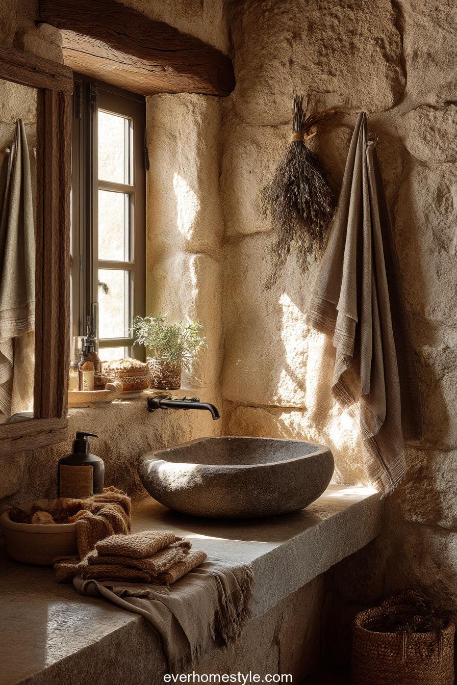 13. Cottage Bathroom with Clay & Stone Serenity