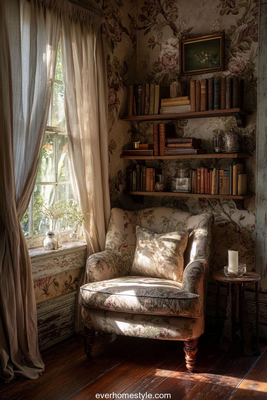 3. Floral Cottage Reading Nook