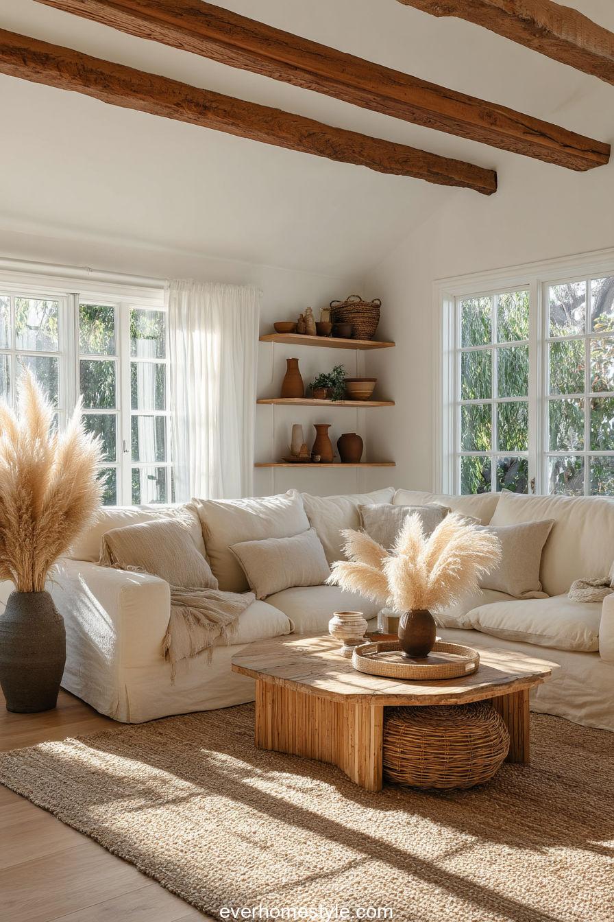 1. Sunlit Earthy Cottage Living Room with Textured Calm