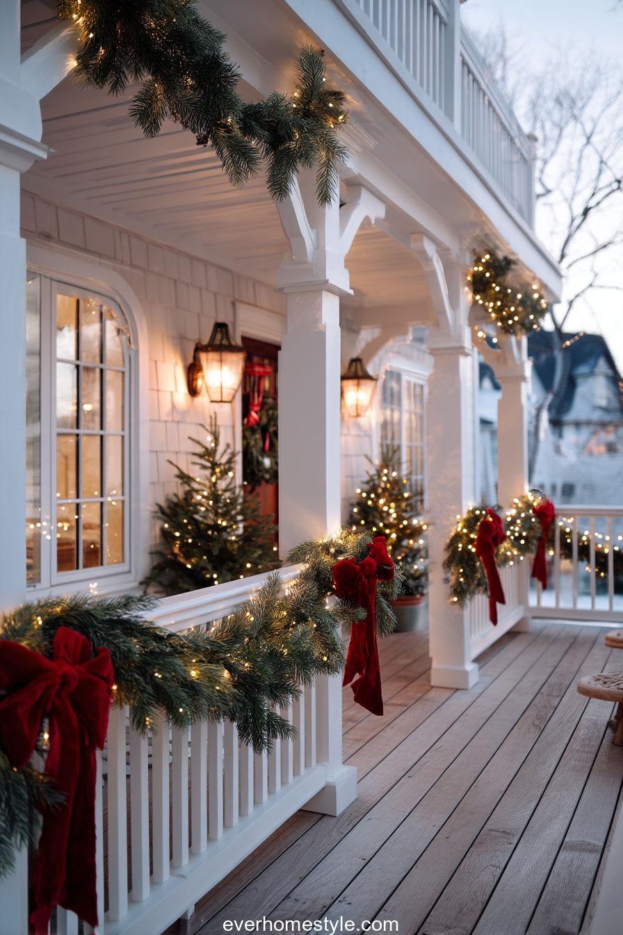 Festive Railings Wrapped in Garland
