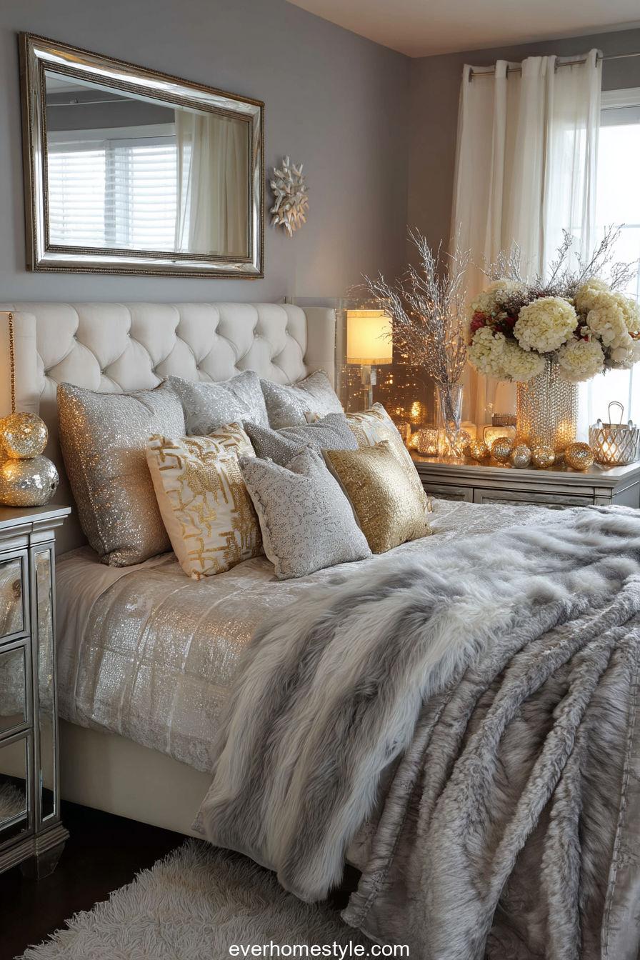 Sparkling Glam Christmas Bedroom